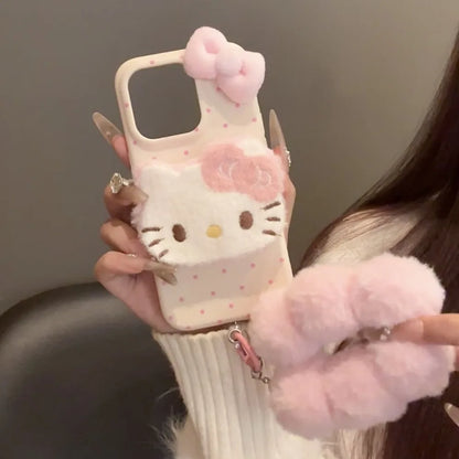 DIY New Kawaii Cat 3D Plush Shape Mobile Phone Case Suitable For iPhone