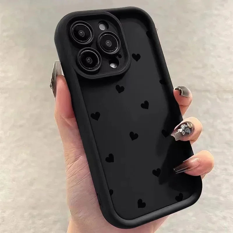 Luxury Black Full Screen Love Heart Phone Case