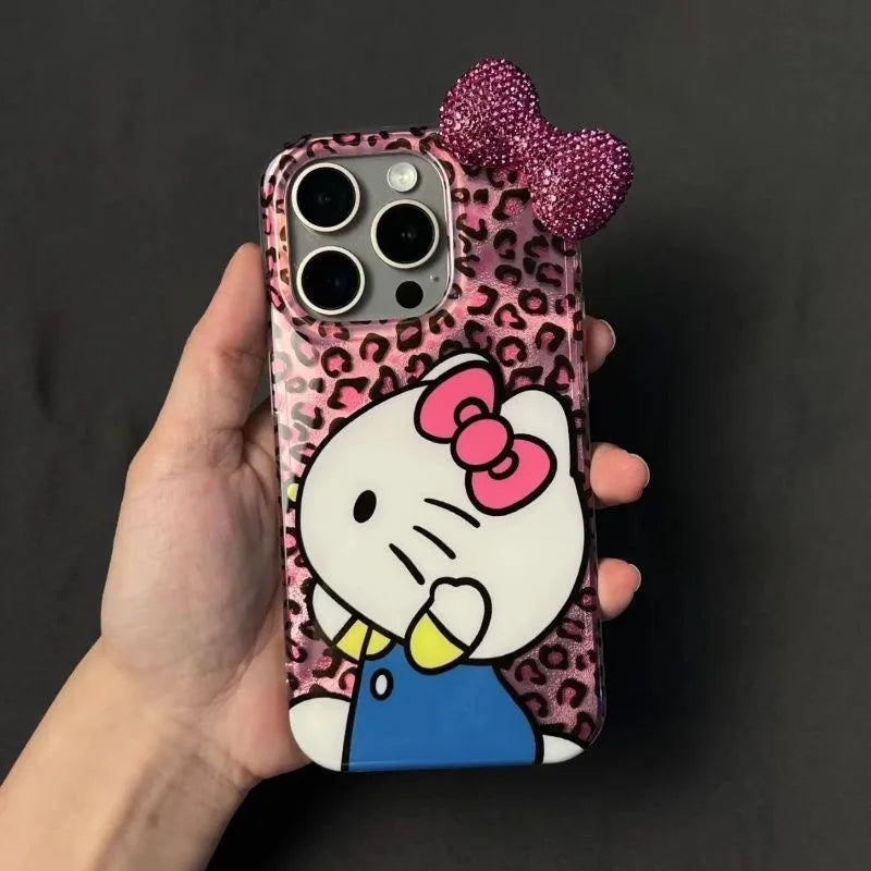 Blink Hello Kitty Diamond Bowknot Lustre Lining Hard Phone Case For iPhone