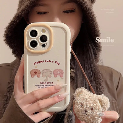 Cute Cartoon Phone Case With Bear Pendant For iPhone