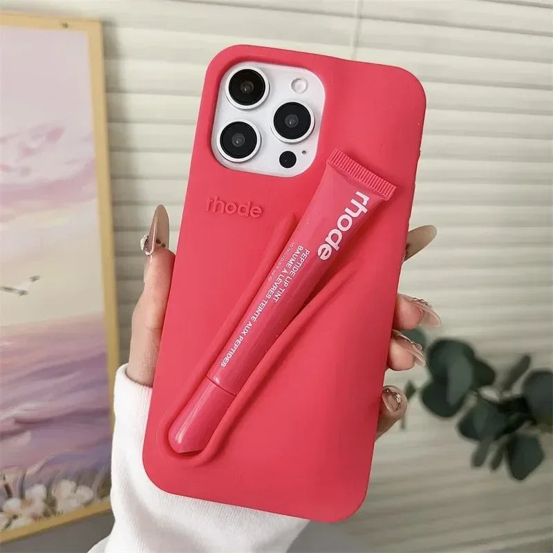 Luxury Lemontini Lipstick Make-up Soft Silicone Phone Case For iPhone