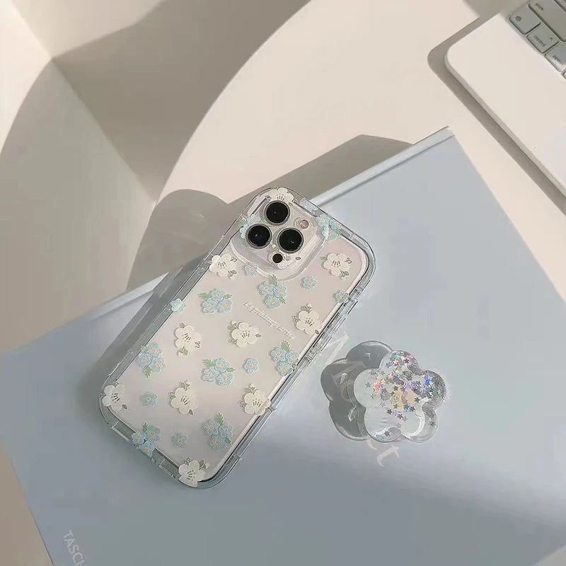 Cute Flower Quicksand Holder Phone Case For iPhone