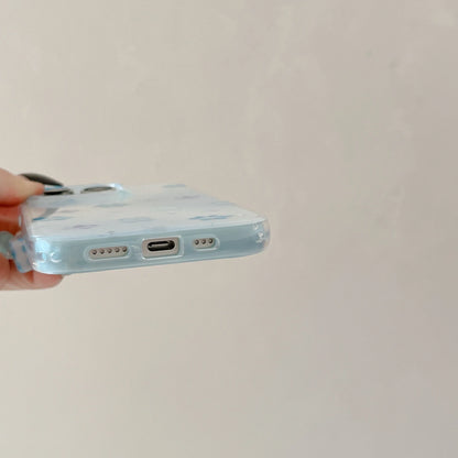 Sweet & Delicate Pastel Blue Floral Wrist Chain with 3D Flower Charms Phone Case