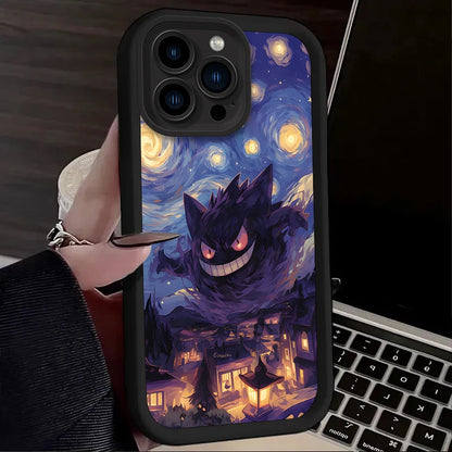 Starry Sky Oil Painting Pokemon Phone Case For iPhone
