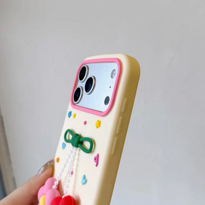 Cute 3D Flower Charm Silicone Phone Case For iPhone