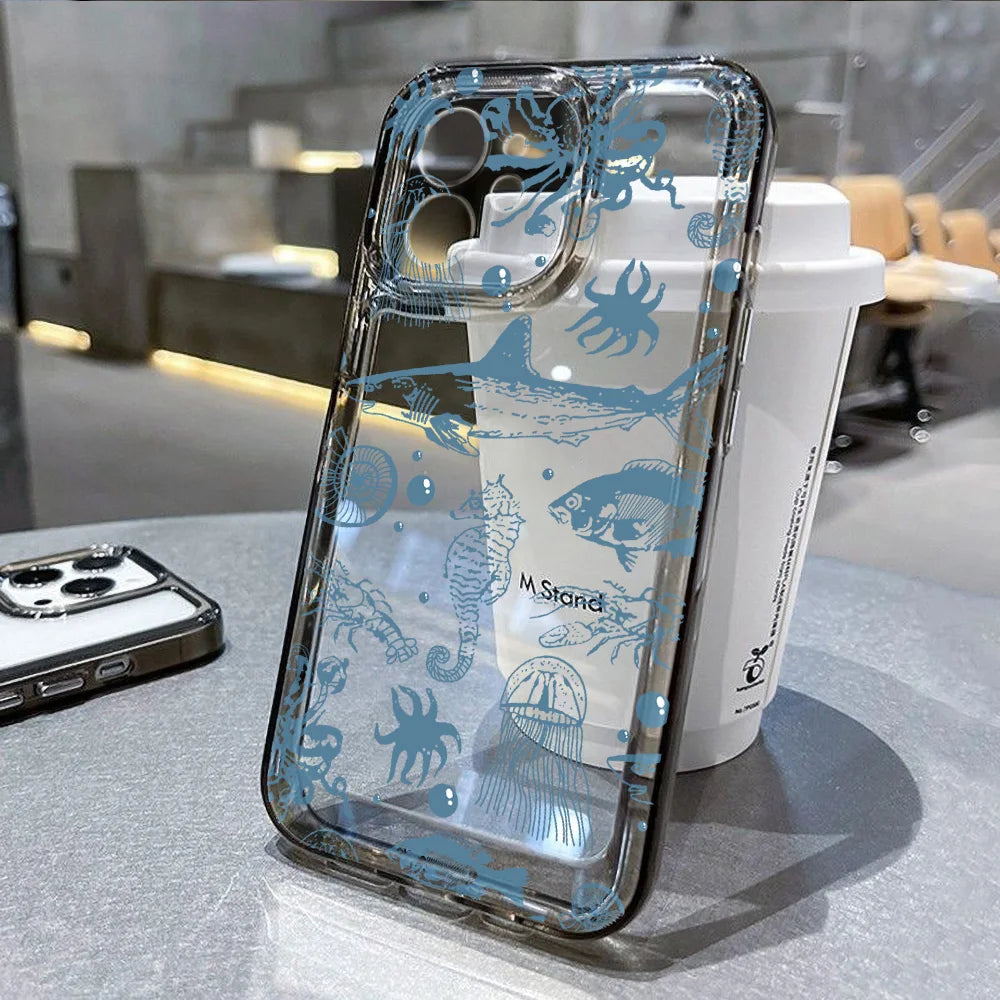 Ocean Animals Soft Cover Transparent Phone Case