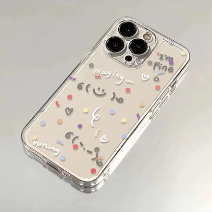 Colorful Polka Dots Cartoon Cover Transparent Phone Case