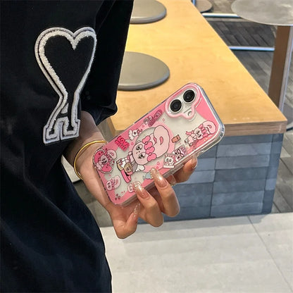 Korean Cute Pink Rabbit Magnetic Phone Case For iPhone