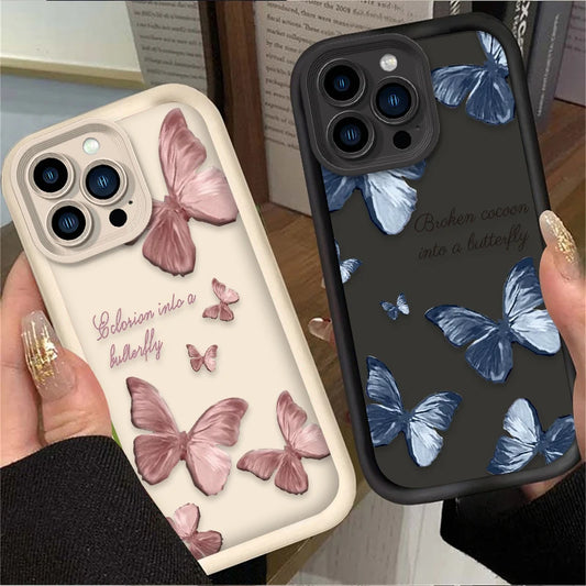 Pink Butterfly Soft Silicone Case For iPhone