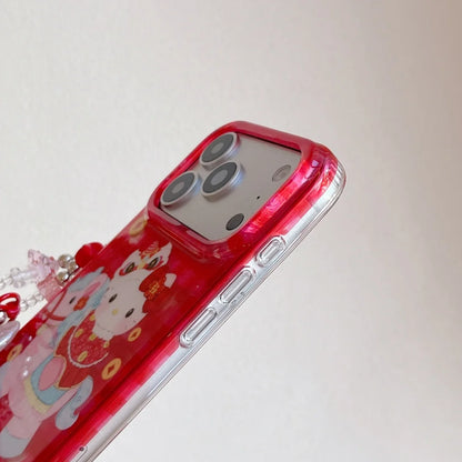 Luxury Cute Double Red Layer Printed Pony Kitty Hot Sale Phone Case For iPhone