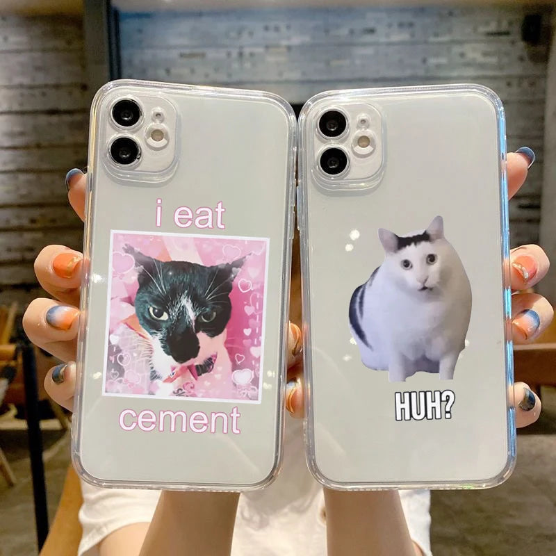 Funny Cat Meme Transparent Phone Case