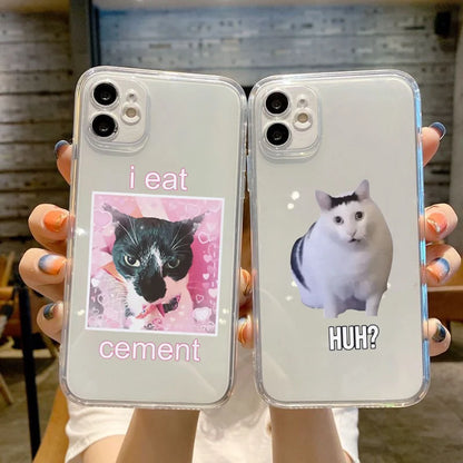 Funny Cat Meme Transparent Phone Case