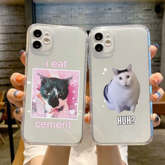 Funny Cat Meme Transparent Phone Case