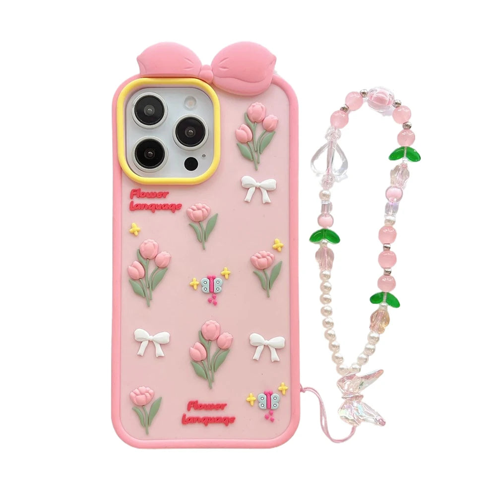 Cute 3D Tulips Lovely Flowers Phone Case