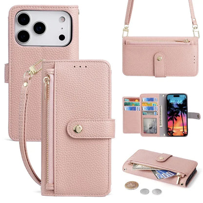 Zipper Wallet with Cards Solt  Flip Cover For iPhone