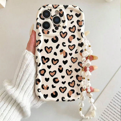 Fashion Leopard Pattern Cream Wave-Shaped Phone Case For iPhone