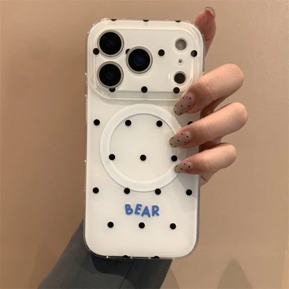 Simple Black Polka Dot Magnetic Phone Case For iPhone