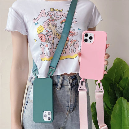 Crossbody Lanyard Matte Silicone Soft For Case iPhone