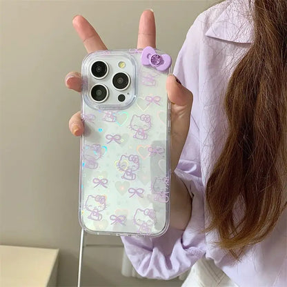 Hello Kitty Bow Stand Purple Bow Phone Case For iPhone