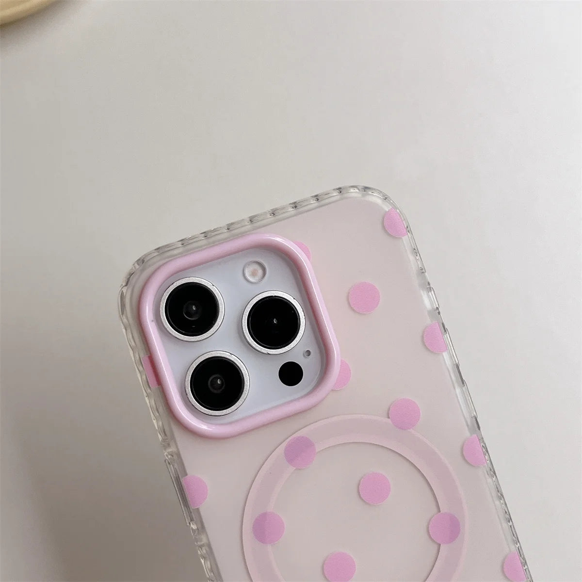 Fashion Simple Pink Polka Dot Magnetic Phone Case For iPhone