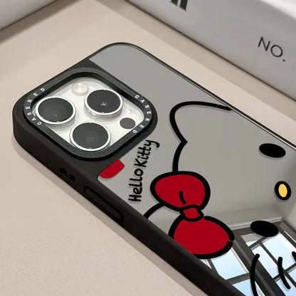 Creative Light Luxury Cute Cartoon Cat Acrylic Mirror Phone Case For iPhone
