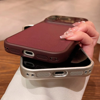 Luxury Lichee Leather Large Window Case For iPhone