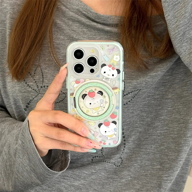 Kawaii Cartoon Panda Magnetic Phone Case