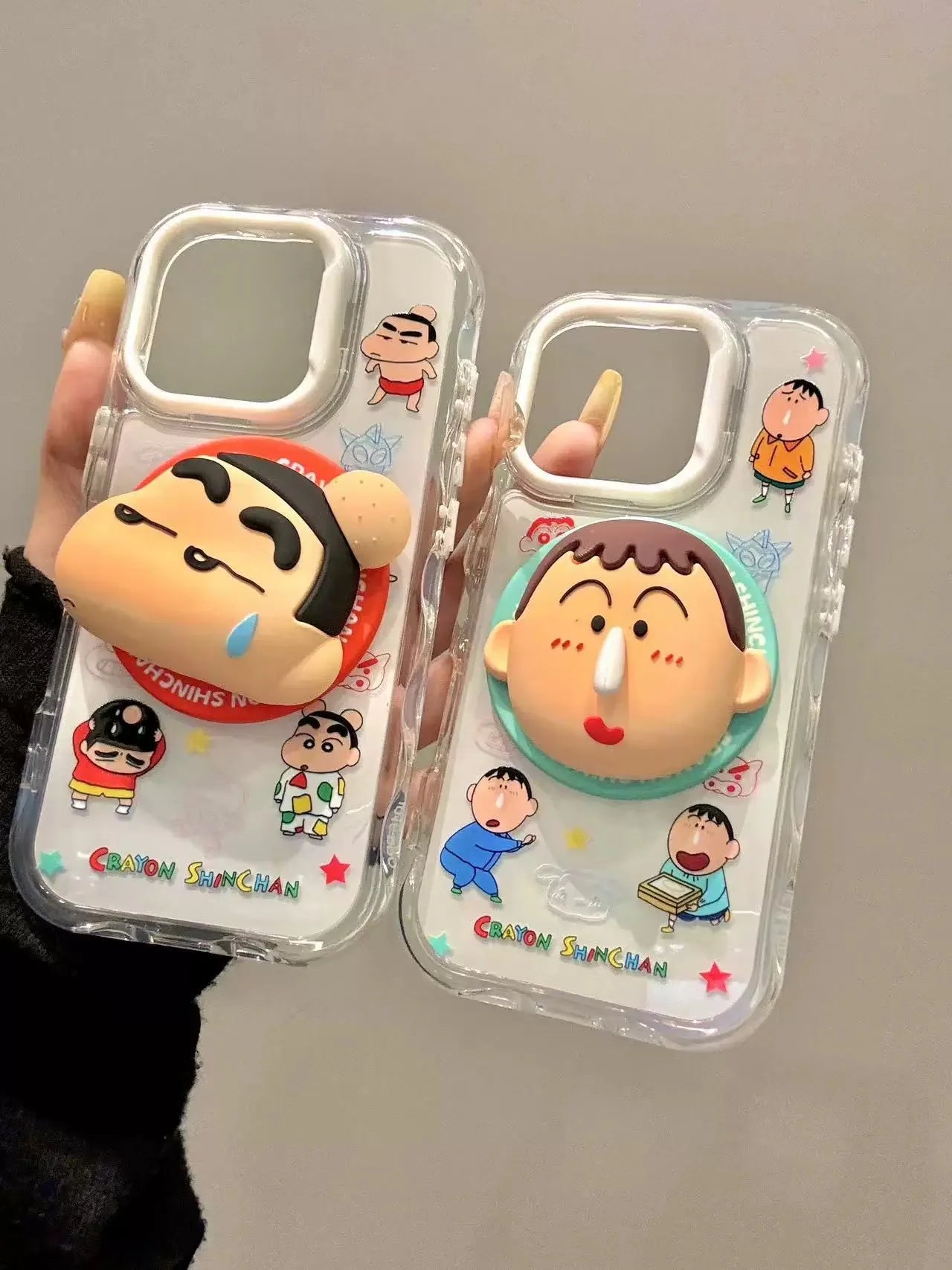 3D Anime Cute Couple Funny Crayon Shin-chan Magsafe Wireless Charge Case For iPhone