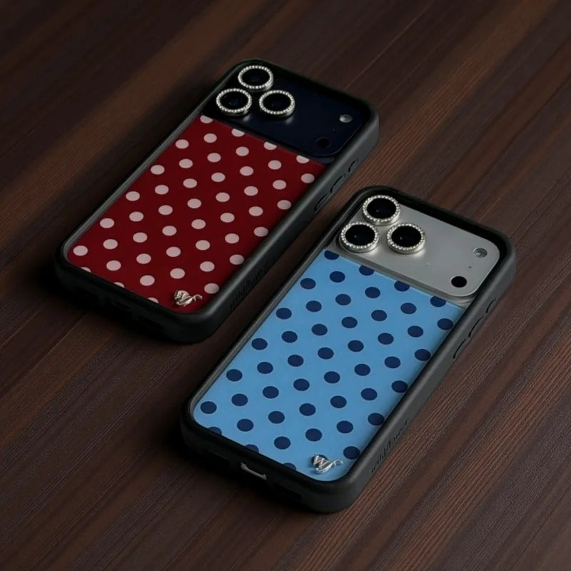 Blue Red Wildflower 3D Polka Dots Phone Case For iPhone