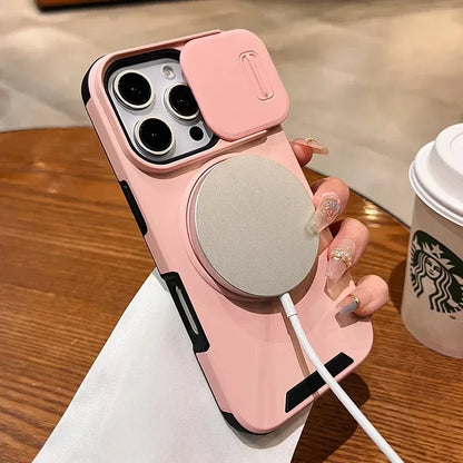 Slide Camera Protection Magnetic Bracket Magsafe Case For iPhone