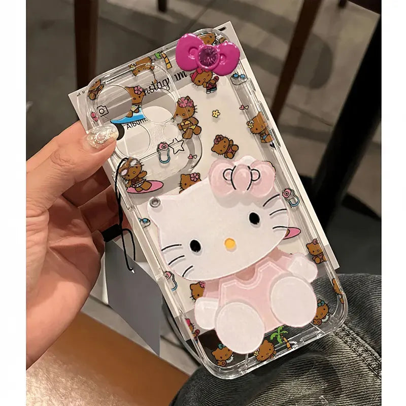 Hello Kitty Bow Surfing Black Sexy Phone Case For iPhone