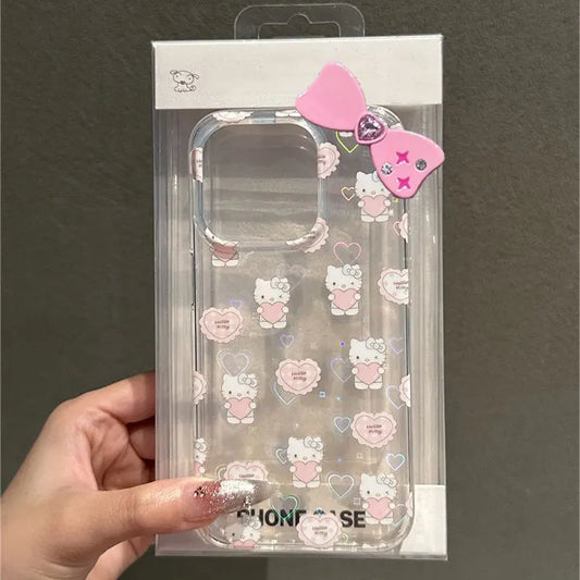 Hello Kitty Pink Love 3D Bow Phone Case For iPhone