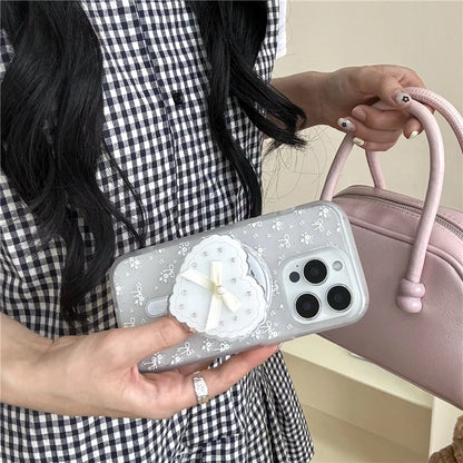 Cute White Flower Bowkont Magnetic Phone Case
