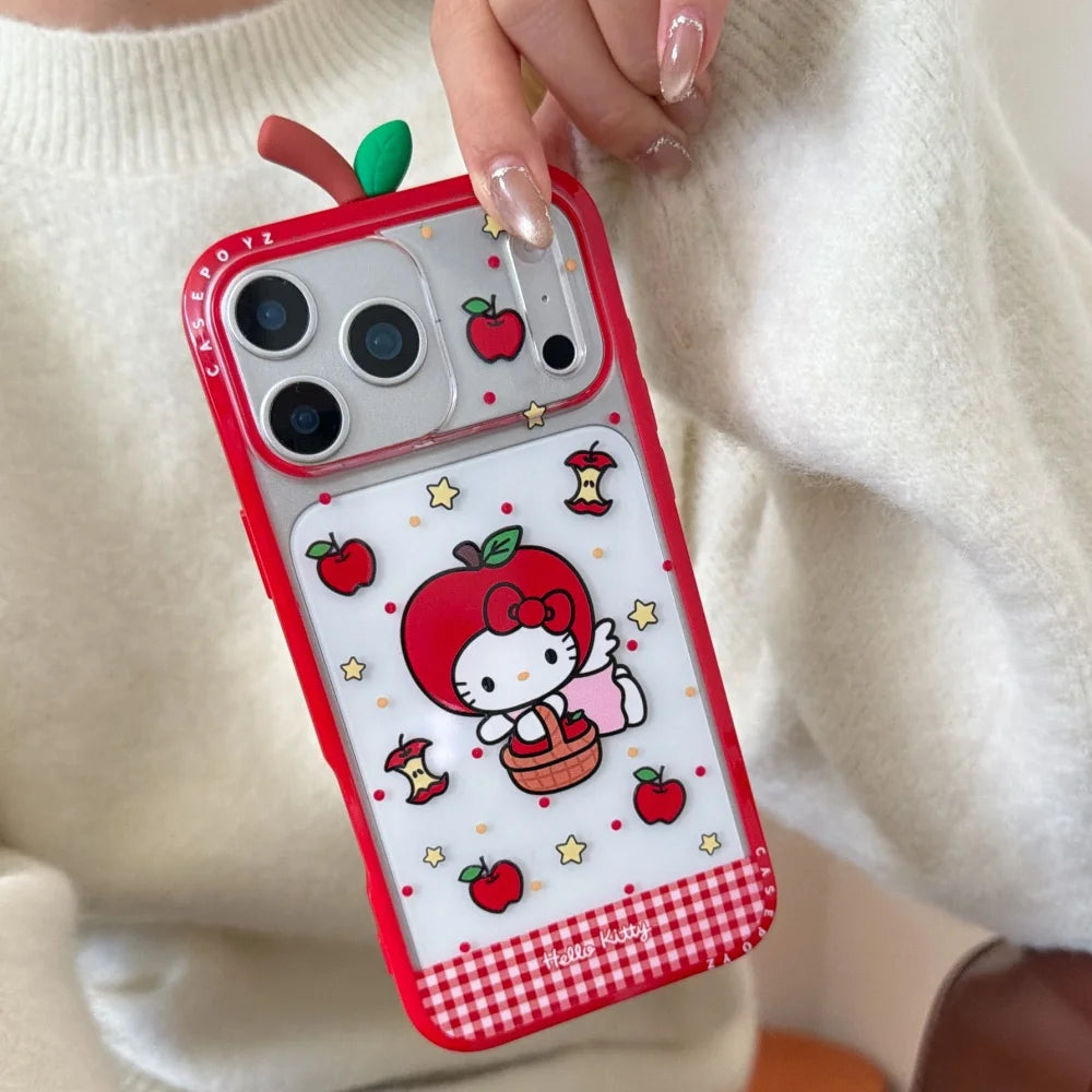 Cute IMD Red Apple 3D Kitty Phone Case For iPhone