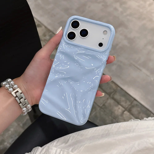 Candy Color Ripple Texture Glossy Phone Case For iPhone