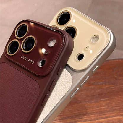 Luxury Lichee Leather Large Window Case For iPhone