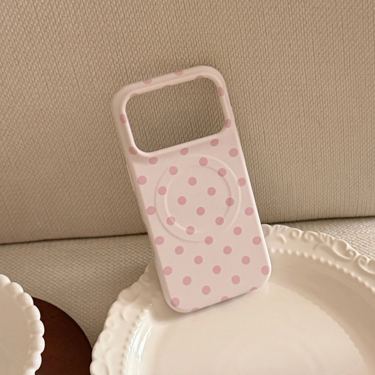 Korean Full Screen Polka Dots With Plaid Stars Magnetic Bracket Phone Case For iPhone