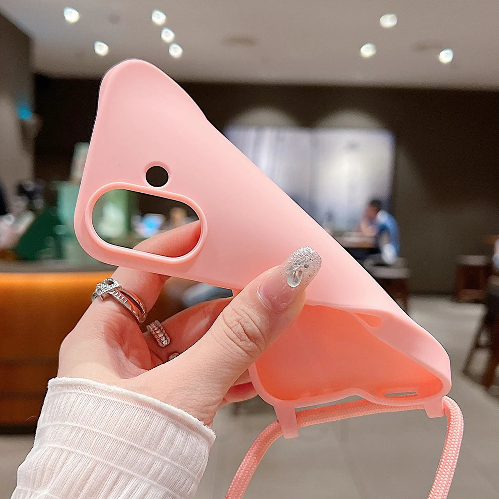 Crossbody Lanyard Matte Silicone Phone Case For iPhone