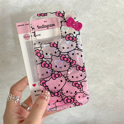 Hello Kitty Full Screen KT Bow Gradient Phone Case For iPhone