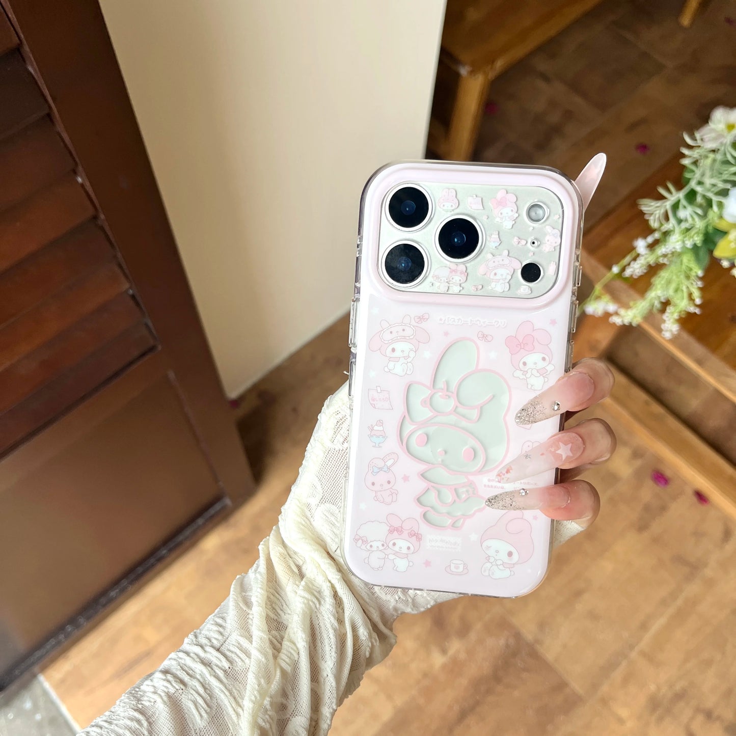 Luxury Pink Delicate Melody Cut-out Stickers Melodys Phone Case For iPhone