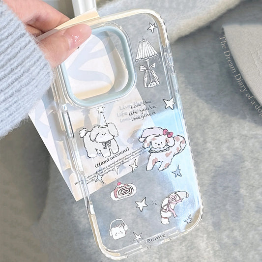 Korean Cute Cartoon Puppy illustration Soft Phone Case For iPhone