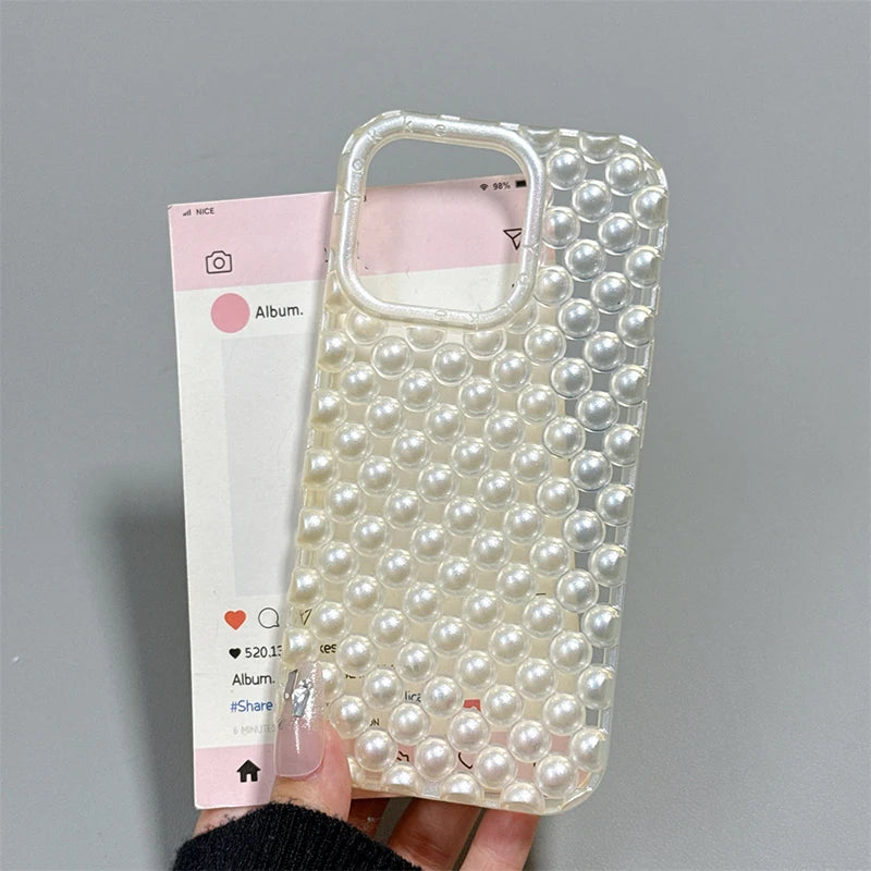 Fashion Macaron Color Pearl Beads Phone Case
