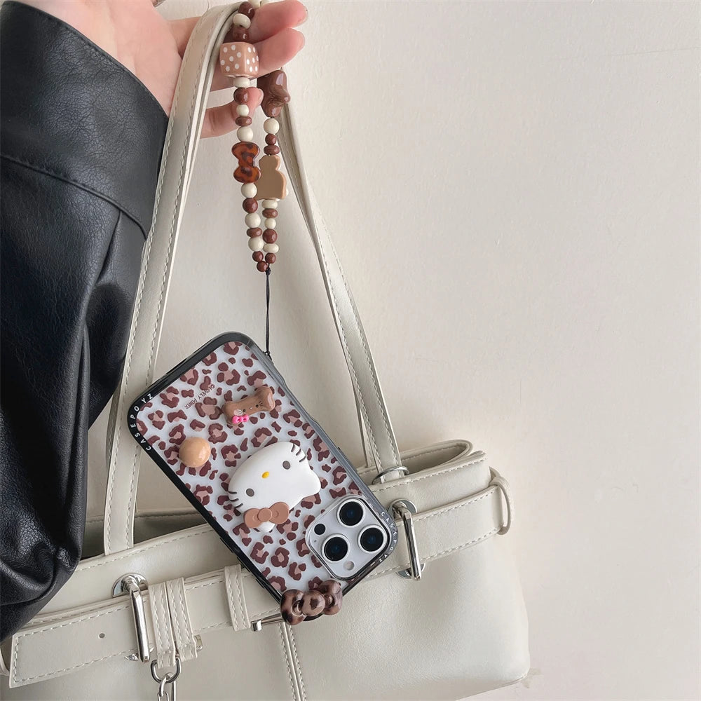 Leopard Pattern Stars Hello Kitty Phone Case