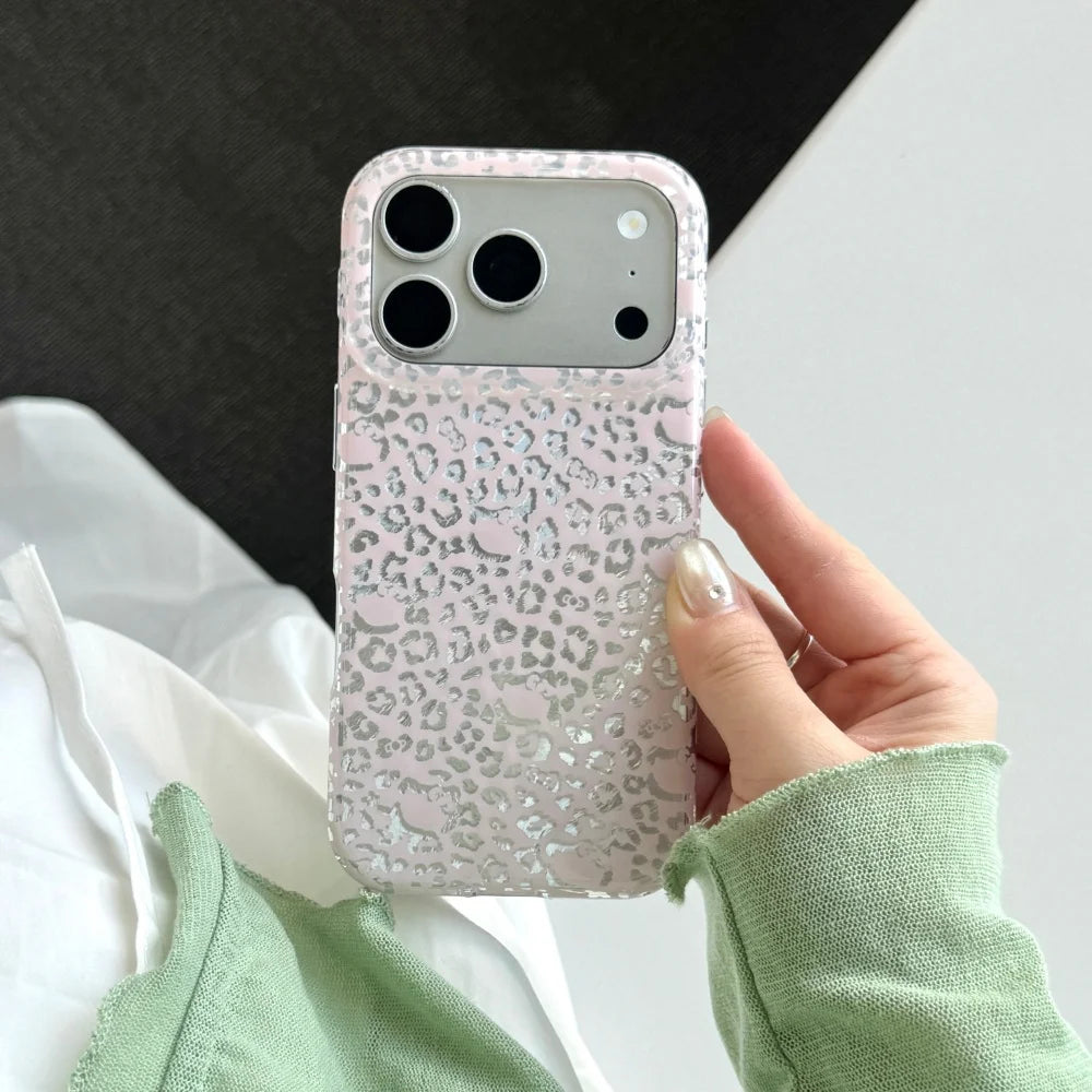 Cute Half Pack Leopard Print Sanrio Hello Kitty Head Phone Case For iPhone
