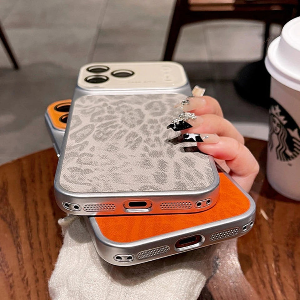 Matte Leopard Leather Phone Case For iPhone