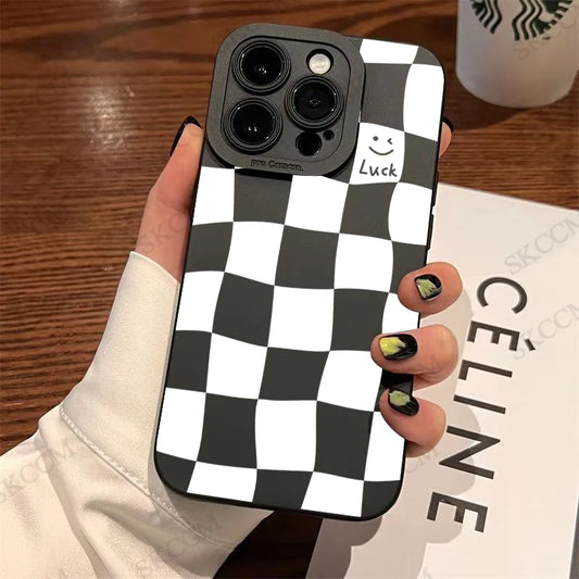 White Grid Phone Case For iPhone