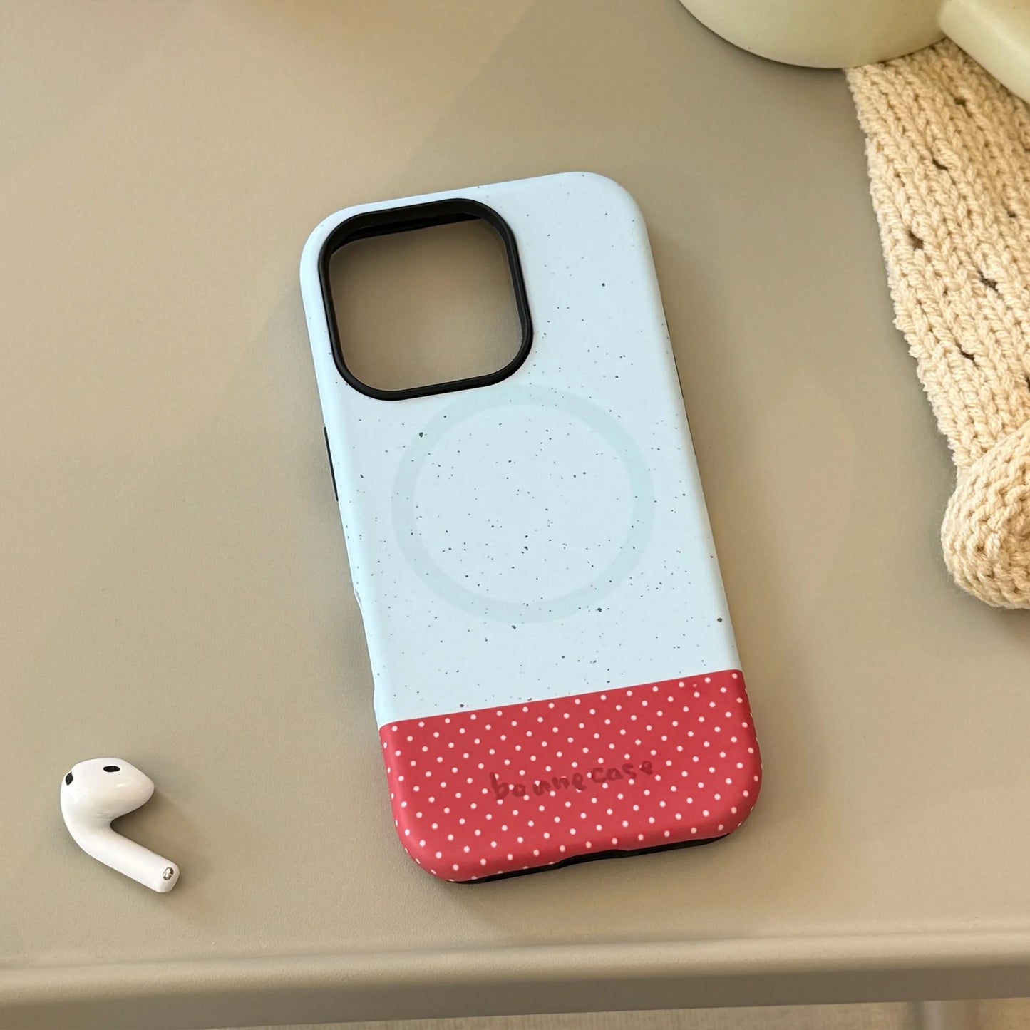 Korean Splicing 3D Cartoon Fruit Plaid Bracket Magnetic Phone Case For iPhone