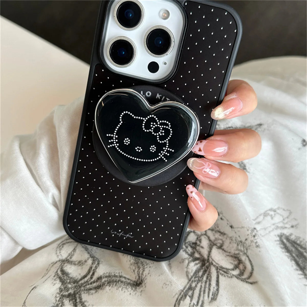 Simple Black Polka Dot Magnetic Phone Case For iPhone