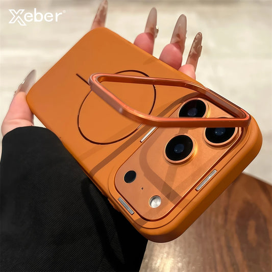 Luxury Lens Bracket For Magsafe Magnetic Wireless Charge Phone Case For iPhone