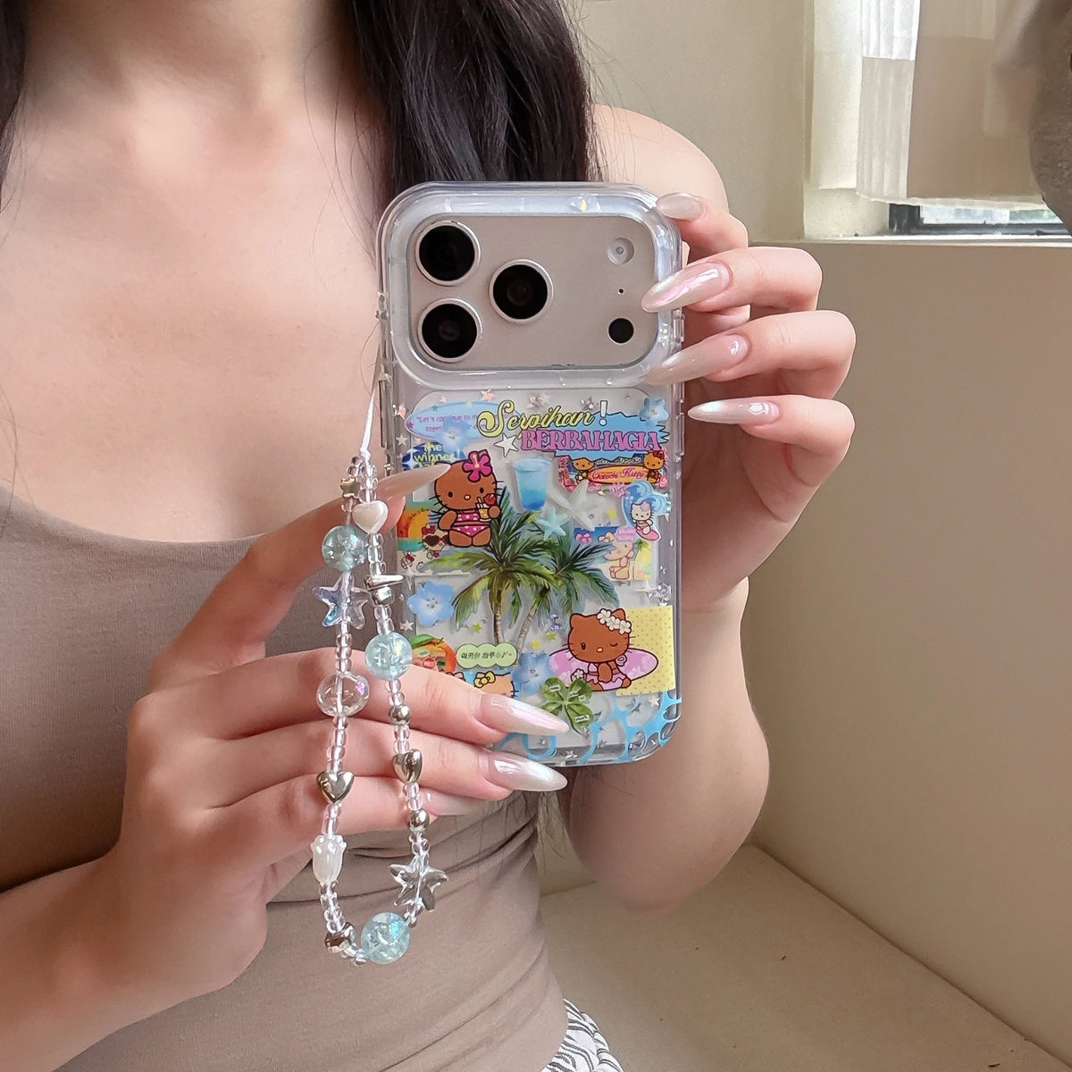 Cartoon Star Black Skin Hello Kitty Cat Shockproof Case For iPhone